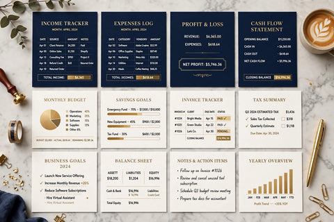 Business Finance Tracker Pro™ | Small Business Bookkeeping Excel & Google Sheets | 12-in-1 P&L, Cash Flow, Budget & Invoice Tracker