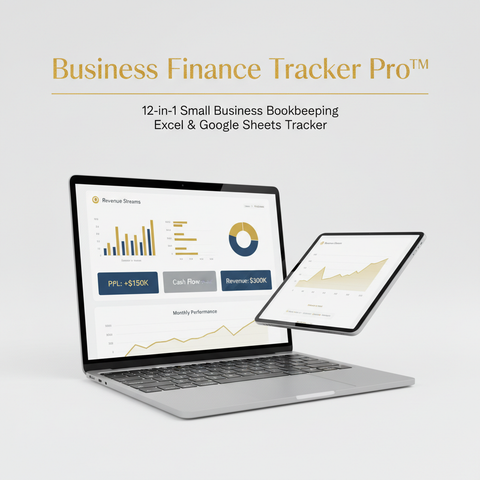 Business Finance Tracker Pro™ | Small Business Bookkeeping Excel & Google Sheets | 12-in-1 P&L, Cash Flow, Budget & Invoice Tracker